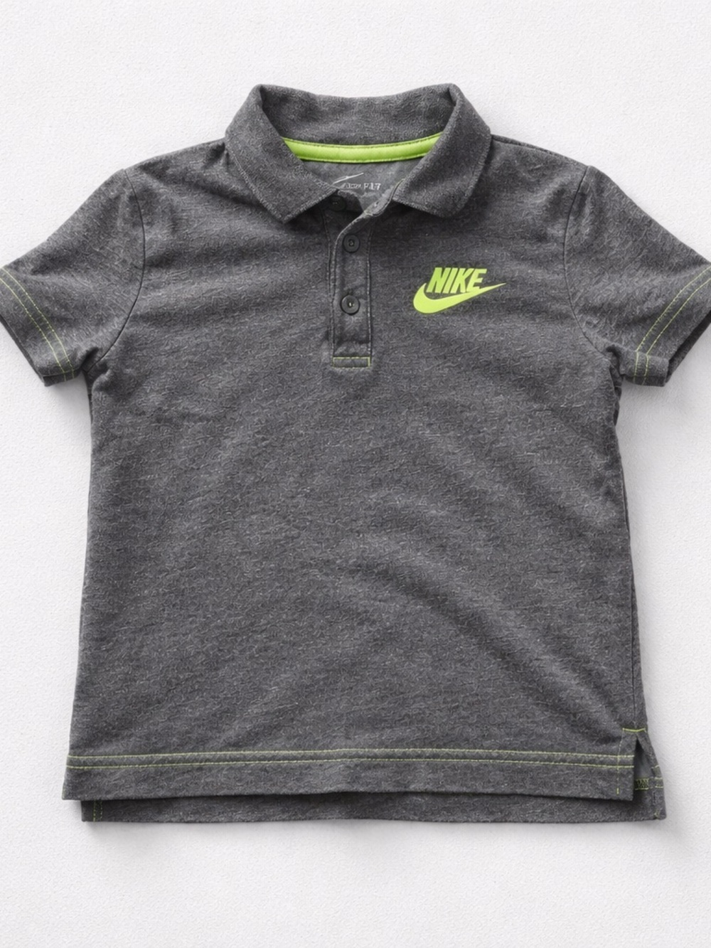 Nike Kids Charcoal Polo with Neon Accents